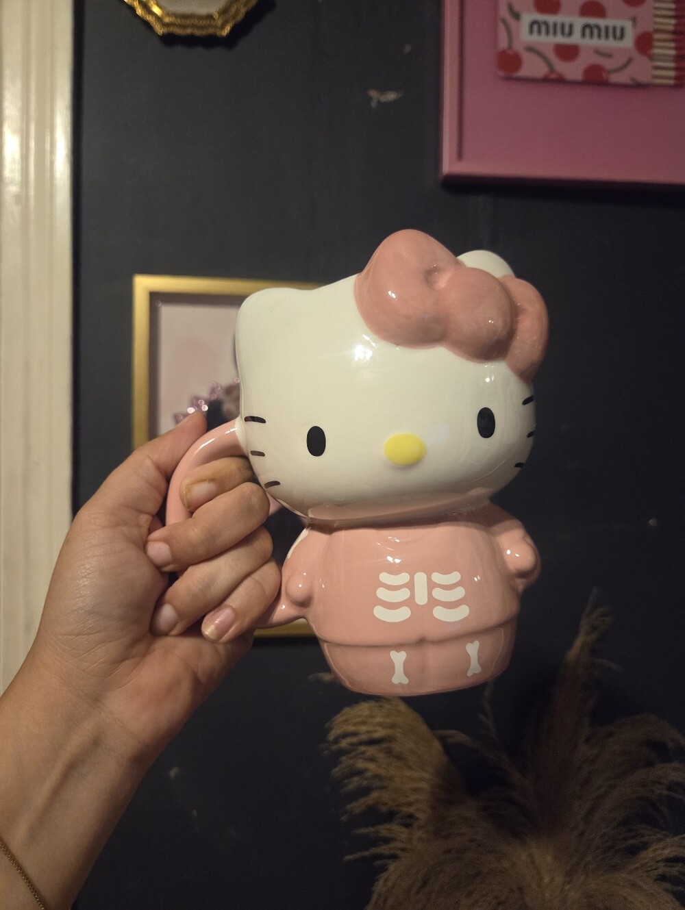 Hello Kitty Pink Skeleton Ceramic Mug
